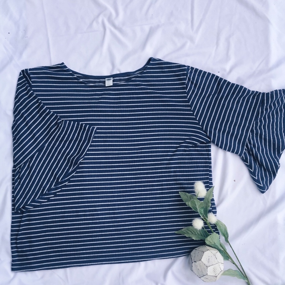 Navy Blue Striped Top